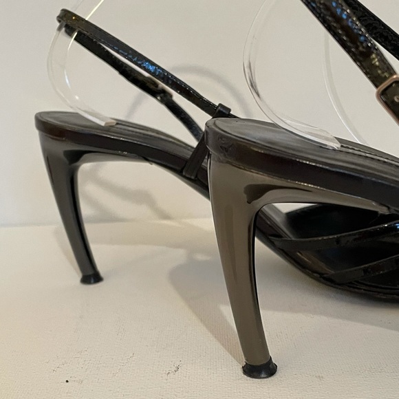 SERGIO ROSSI - BLACK LEATHER SLING-BACKS - Picture 2 of 7